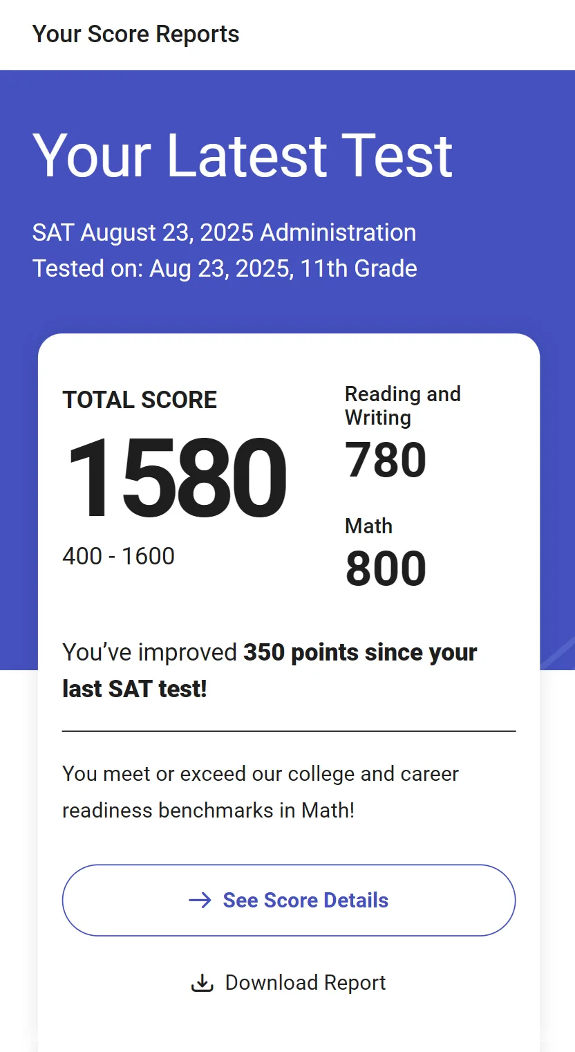 SAT score report