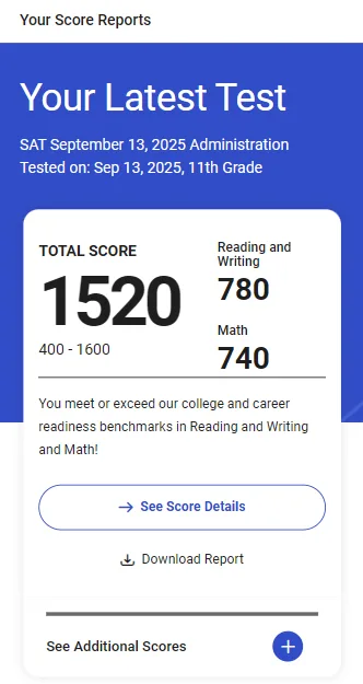 SAT score report
