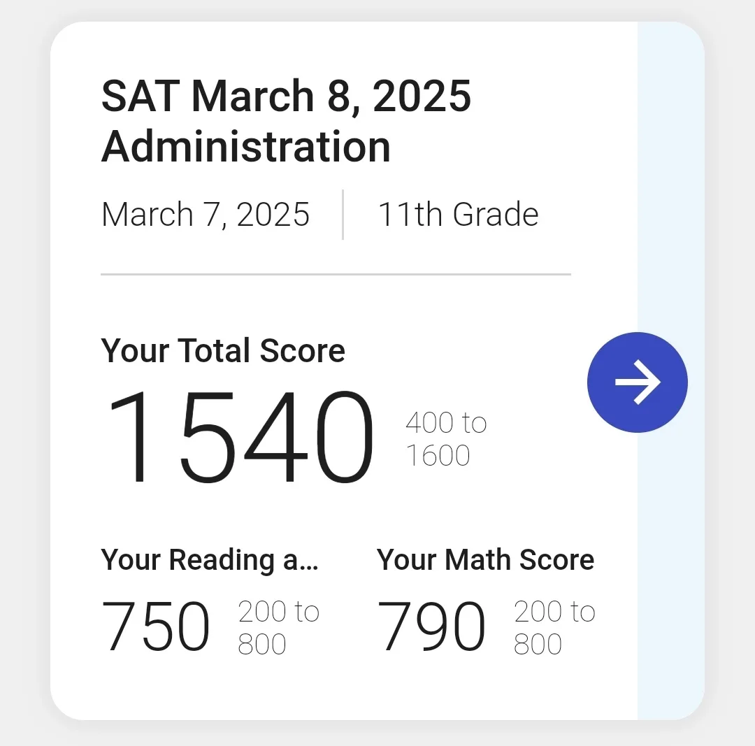 SAT score report